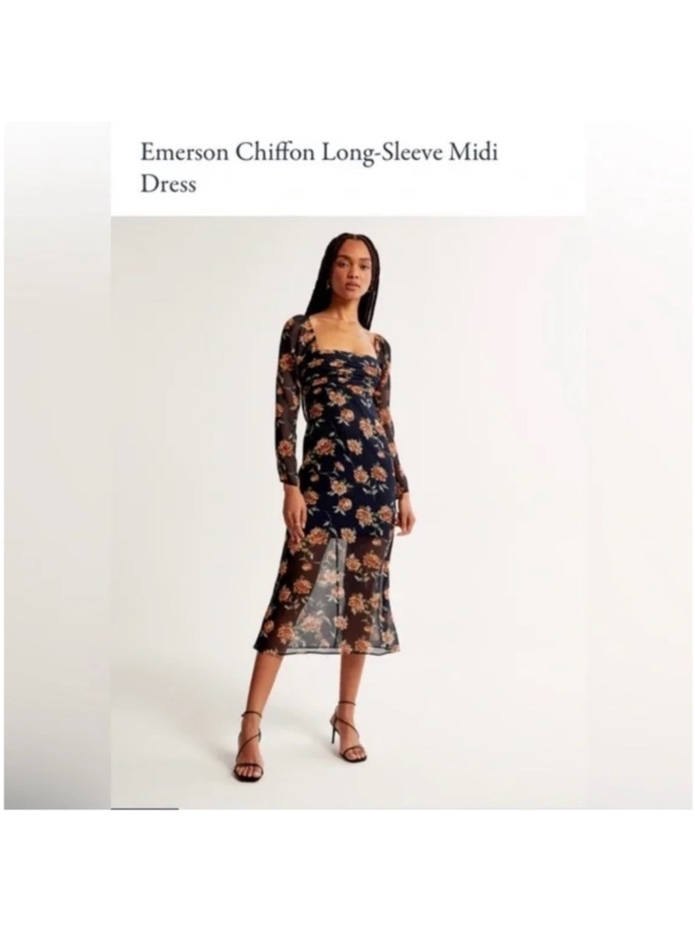 Abercrombie and Fitch Emerson Chiffon Long Sleeve Midi Dress Size XL NWT